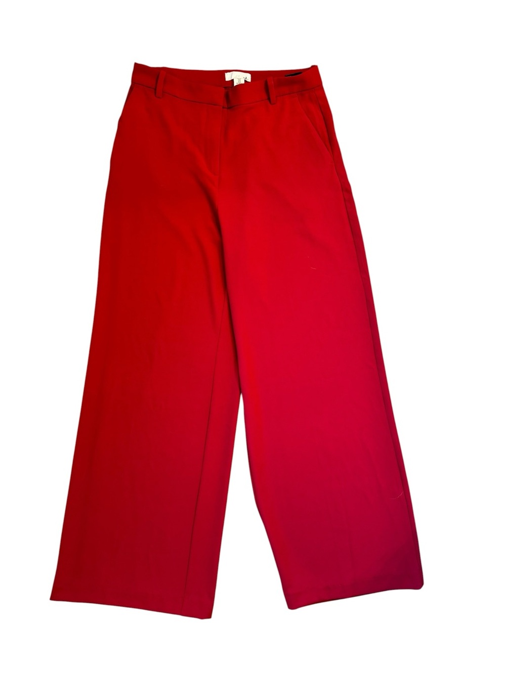 H&M Red Wide Leg Trouser Pants Women's Size 8 Flowy Work Office Dress Career